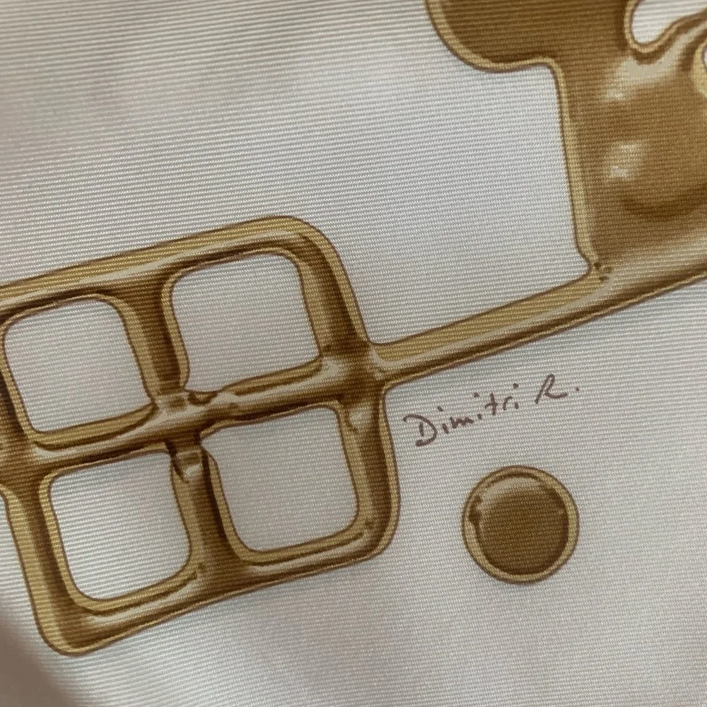 Hermes silk 90cm Cheval Fusion White and Gold Scarf - Picture 10 of 11